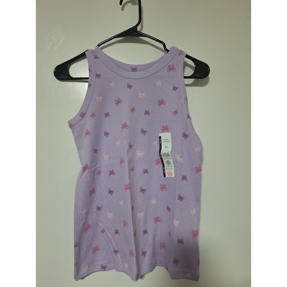 Wonder Nation Girls Tank Top Size XXL (18) Purple Butterfly Ribbed Tank